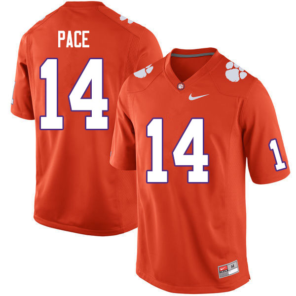 Men #14 Kobe Pace Clemson Tigers College Football Jerseys Sale-Orange